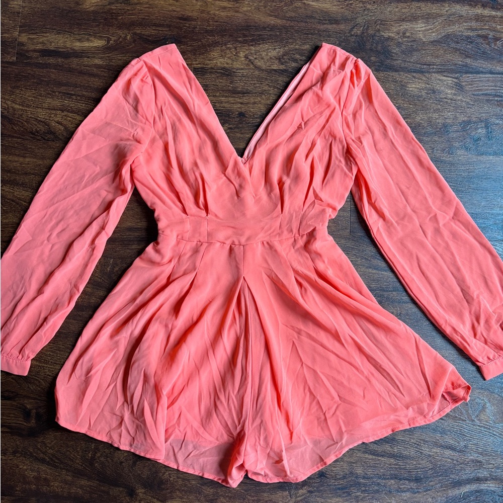 Coral Long Sleeve Romper